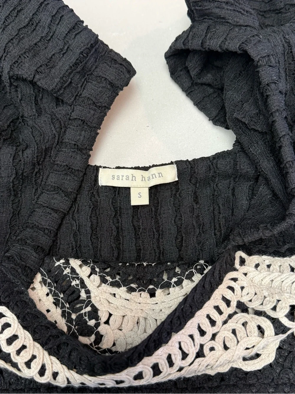 Sarah Hann x Anthropologie Flutter-Sleeve Crochet Top Small